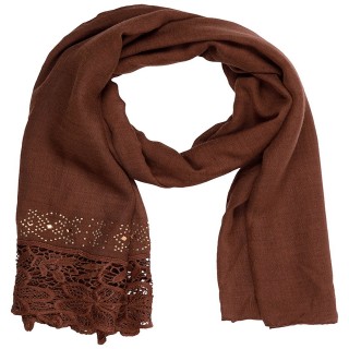 Designer Cotton Plain Women's Stole - Brown